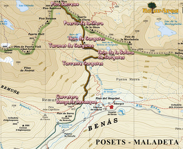 Ibon Gorgutes and Peak Sacreux Road Map