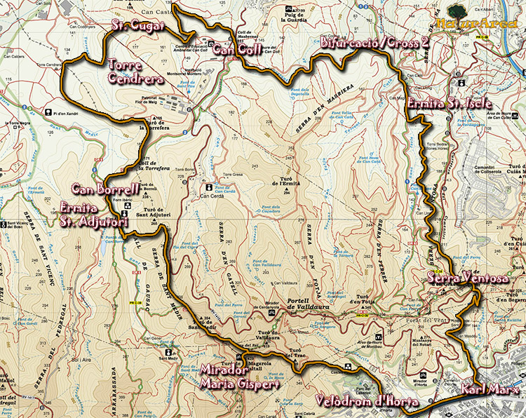 Mapa Ruta Horta - St. Cugat - Horta