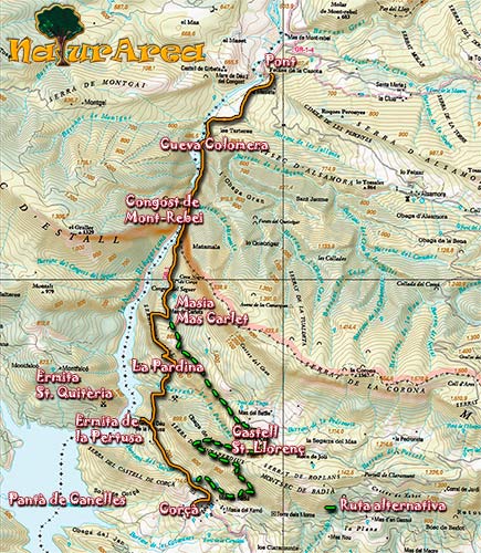 Mapa Ruta Congost de Mont-Rebei