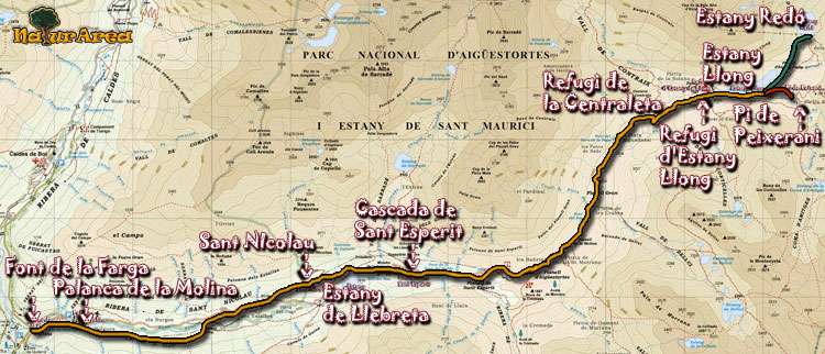 Map of the Route Refuge Lake Llong